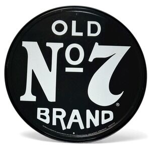 Jack Daniels‎ Old No. 7 Brand Tin Metal Sign Tennessee Whiskey 12" Round